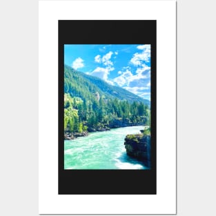 Kootenai Falls Flowing through the forest Posters and Art